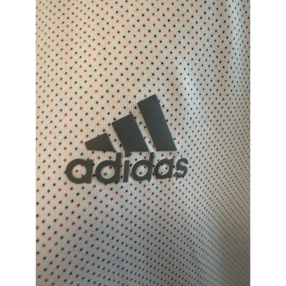 Adidas‎ Golf Polo Shirt Mens XL White Dot Print Short Sleeve Performance Top - Picture 2 of 5